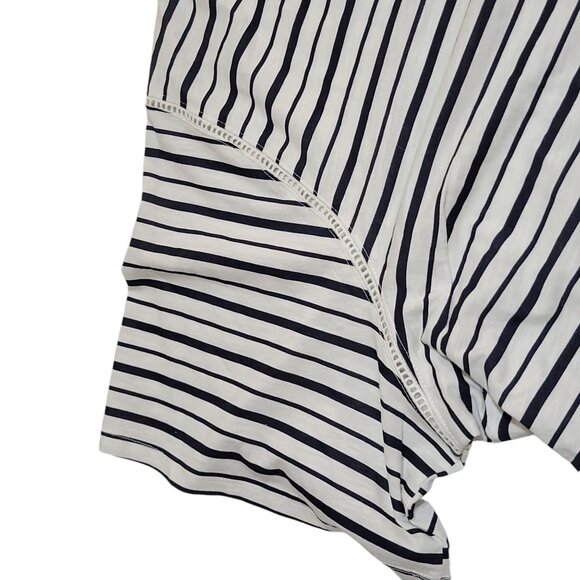 Zim & Zoe Womens Plus Size Flutter Sleeve Striped Navy Blue Ivory Top 30/32 - Picture 10 of 11